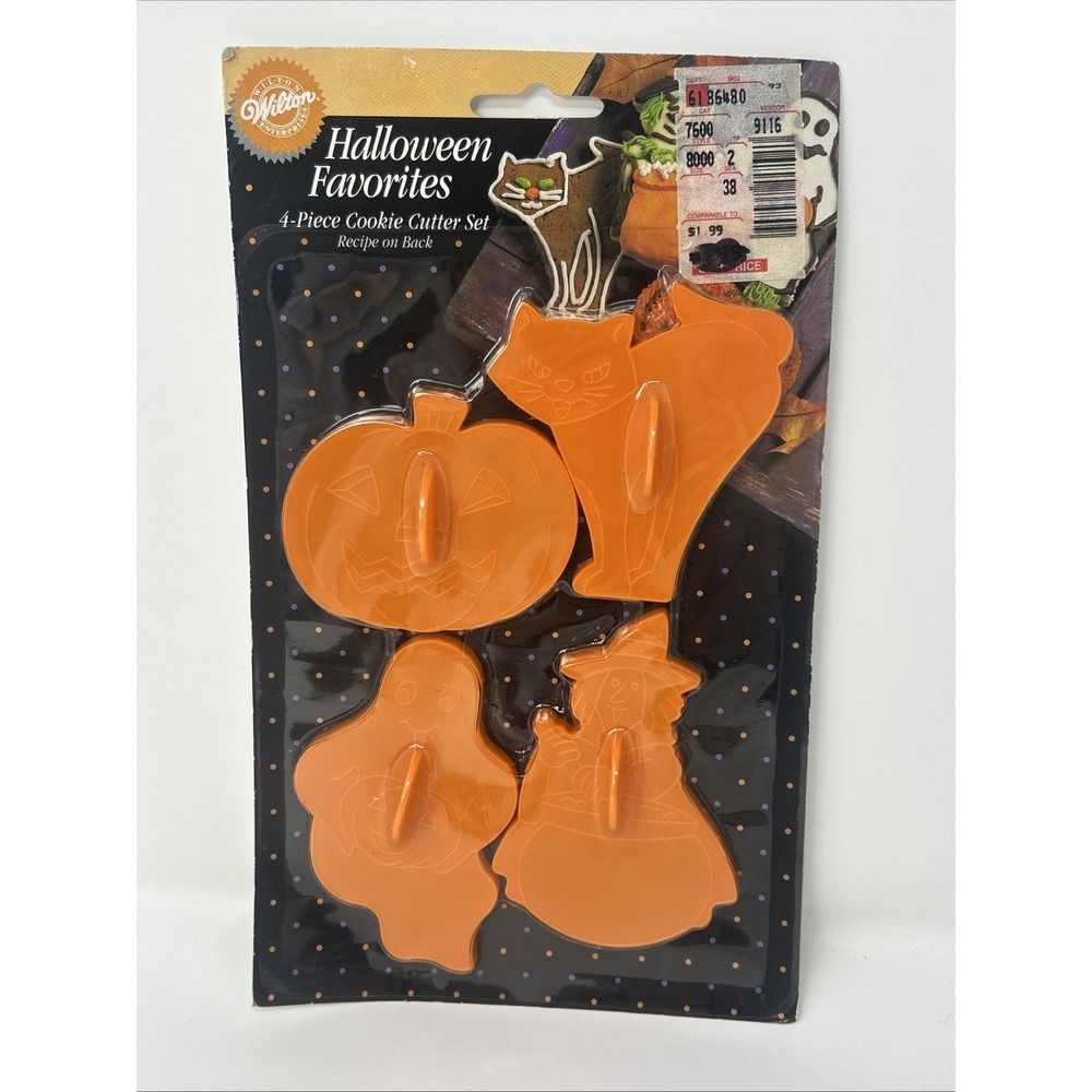 NEW Vintage Wilton Halloween Favorites Cookie Cutters 4 Pc Cat Witch Ghost Pumpk